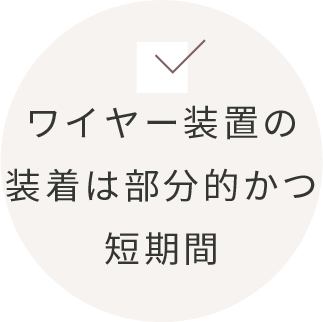 ワイヤー装置の装着は部分的かつ短期間